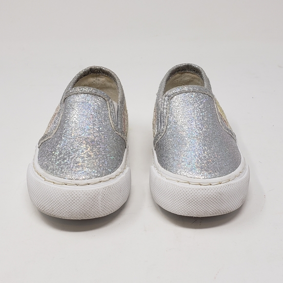 Olive & Edie Rainbow Slip-on Sneakers Girls Size 5 Glitterly Silver Pink Yellow - Picture 6 of 10